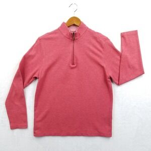 Mizzen + Main‎ Sweater Men S Red 1/4 Zip Cotton Pullover Long Sleeve Performance